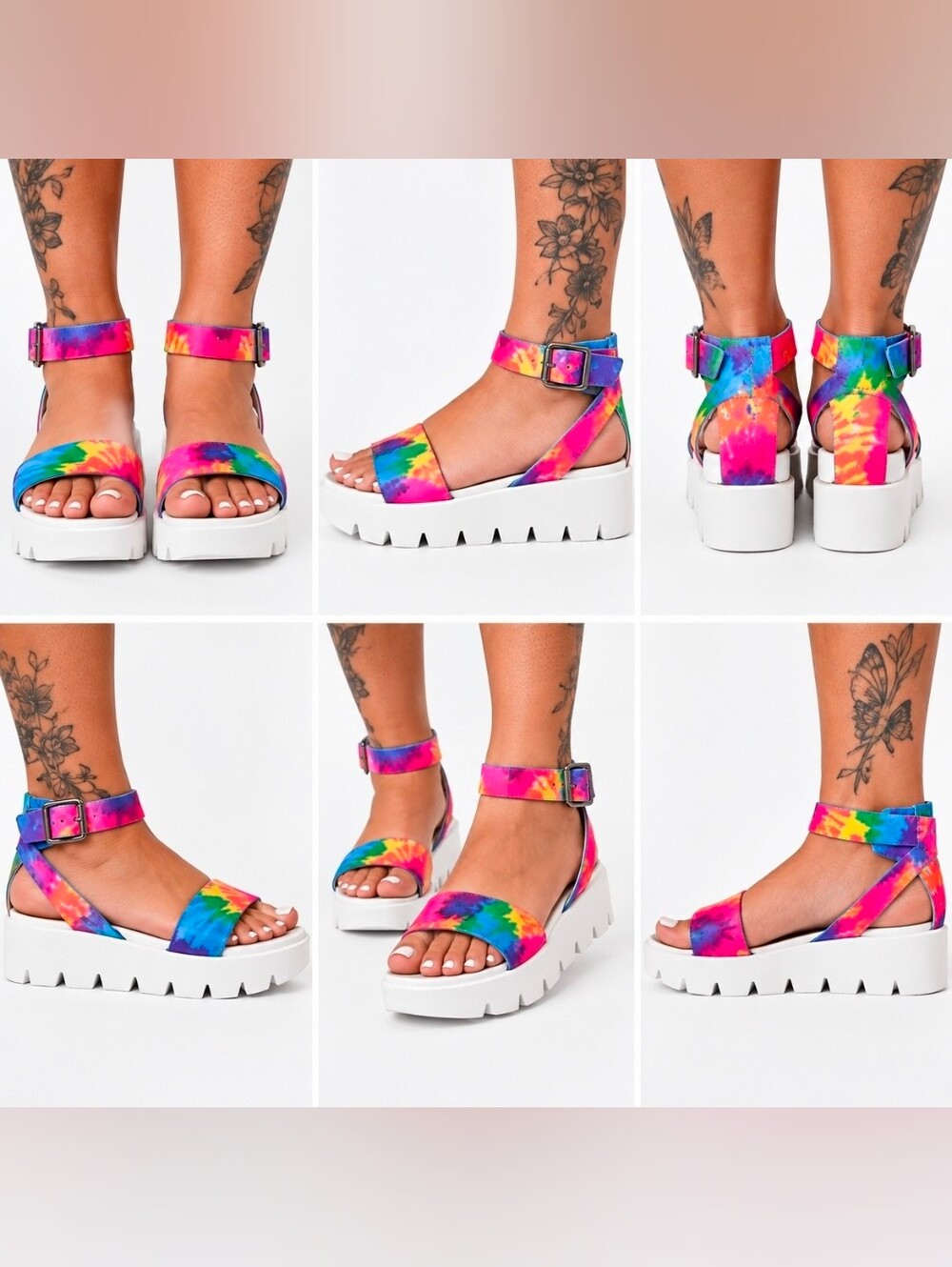 MIA Mady Platform Sandals in a rainbow tie-dye Sz 8